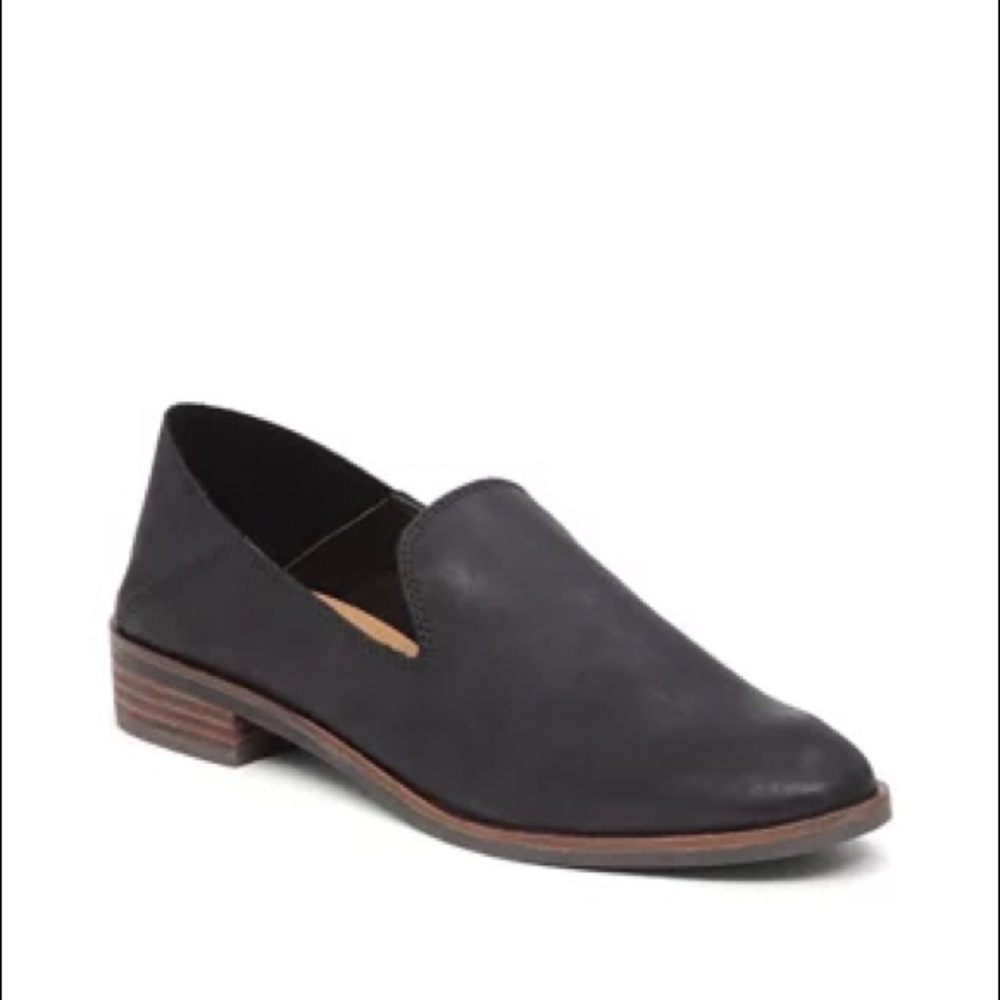LUCKY BRAND Women’s Cahill Black Leather Flat Loafers Size 6